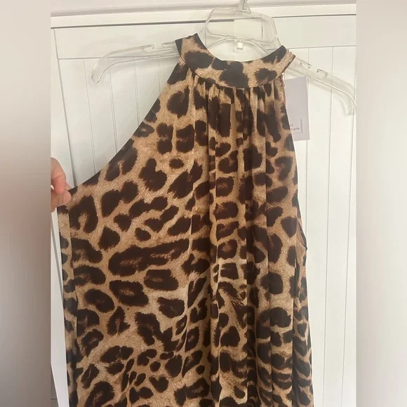 ANANY Leopard Print Halter Maxi Dress NWT - Picture 2 of 10